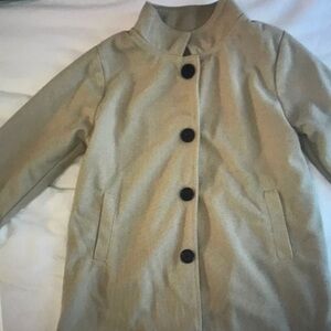 Kids Beige Coat with Stand Collar